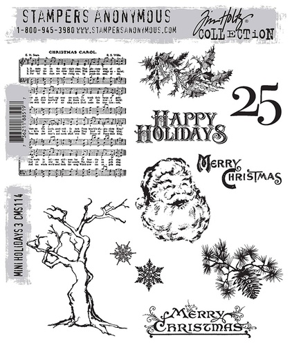 Tim Holtz - Stampers Anonymous Cling Stamps - Mini Holidays #3