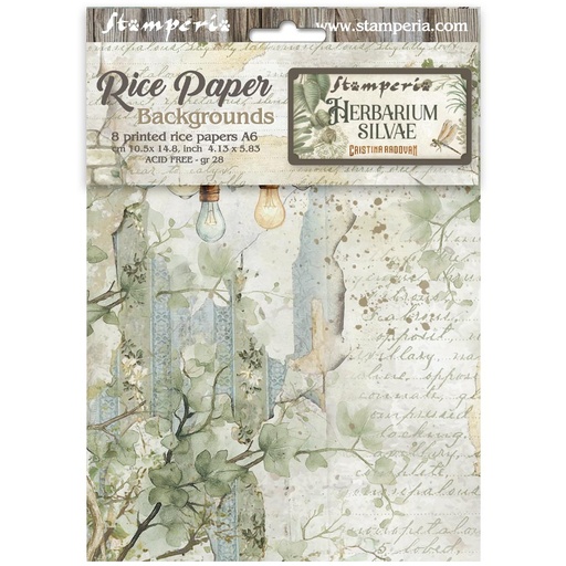 Stamperia - Herbarium Silvae - A6 Rice paper Backgrounds Selection 