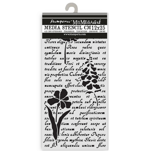 Stamperia - Herbarium Silvae - Letter with Flowers Stencil (12x25cm)