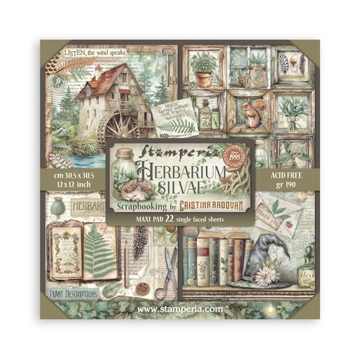 Stamperia - Herbarium Silvae - 12"x12" Single Faced Scrapbooking Pad 