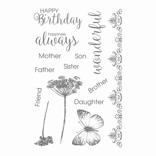 Ultimate Crafts Rambling Rose Stamp Set – Happiness