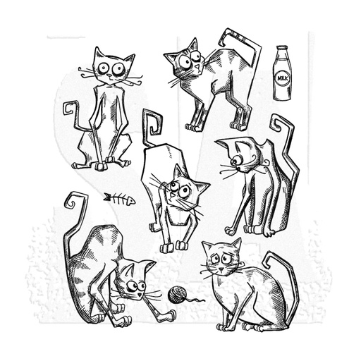 Tim Holtz - Stampers Anonymous Cling Stamps - Crazy Cats