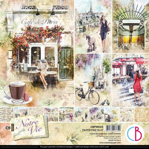Ciao Bella Paper - Notre Vie paper Pad (12"x12")