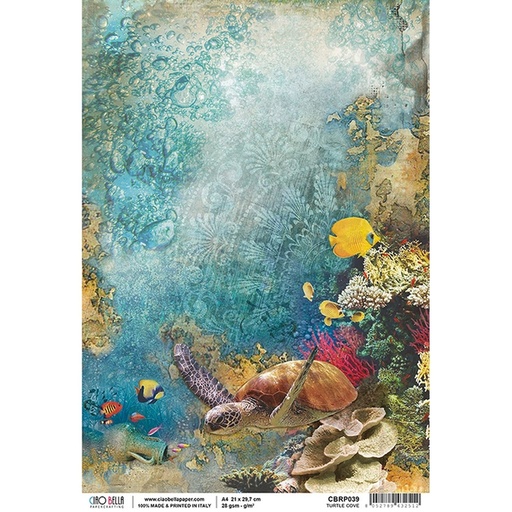 Ciao Bella Paper - Turtle Cove A4 rice paper (SINGLE Sheet)