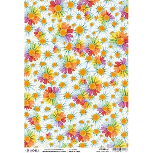 Love Peace Joy  - Ciao Bella Piuma Rice Paper A4 - Single Sheet