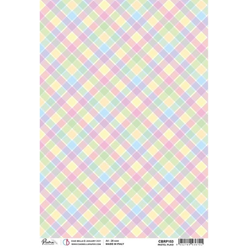 Ciao Bella Paper - Pastel Plaid A4 rice paper (SINGLE Sheet)