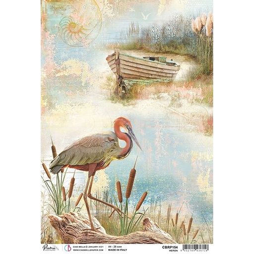 Ciao Bella Paper - Heron A4 rice paper (SINGLE Sheet)