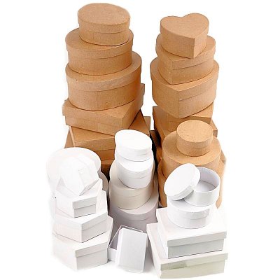 Creativ - Boxes Bulk Buy - White & Brown - Assorted Designs (30pcs)