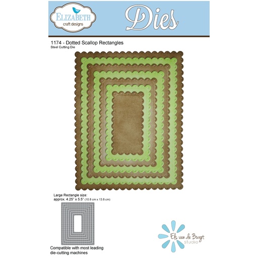 Elizabeth Craft Designs - Dotted Scallop Rectangles Nesting Die Set