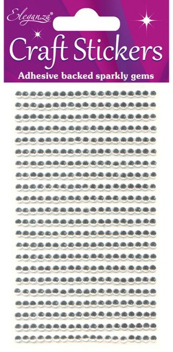 3mm Gems Clear/Silver Craft Stickers No.43 - 418 Pieces