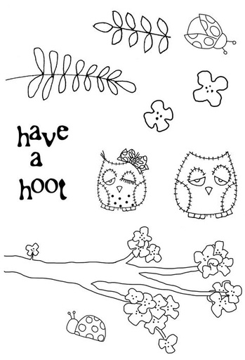 Polkadoodles Shabby Owl Blossom stamp set