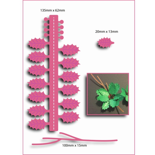 SCC Holly Sprig - Large Christmas Flowers & Foliage Collection