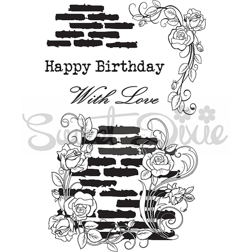 Sweet Dixie Wall Flowers Happy Birthday stamp set