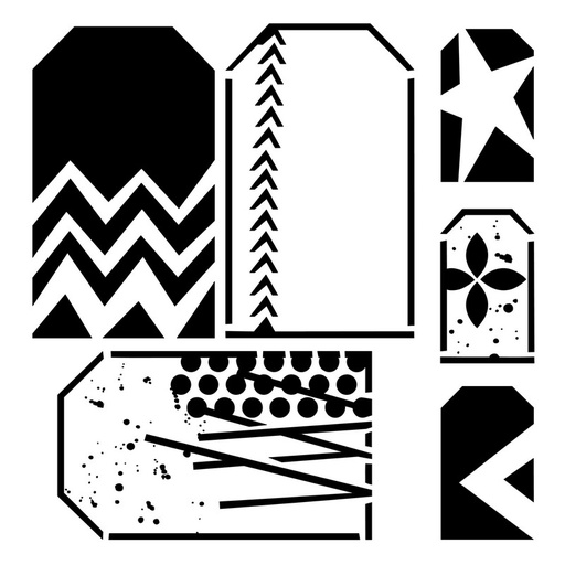 The Crafters Workshop - Funky Tags Stencil (6x6)